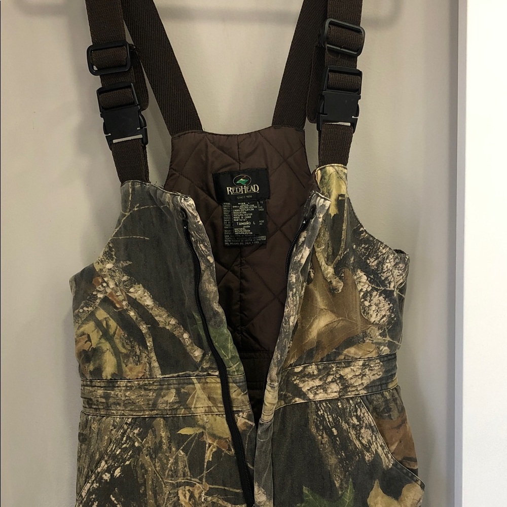 RedHead Camo Insulated Hunting Bib Overalls  – Youth Large – Mossy Oak